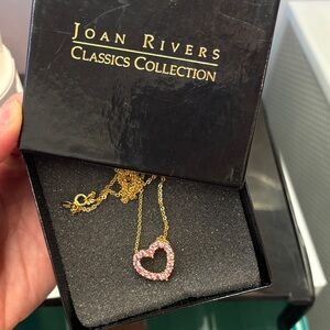 Joan Rivers Gold Necklace with Pink Heart Pendant
